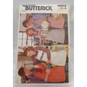 Vintage Butterick 6663 Apron Mitt & Potholder Iron-On Transfer Pattern- Open/ Un